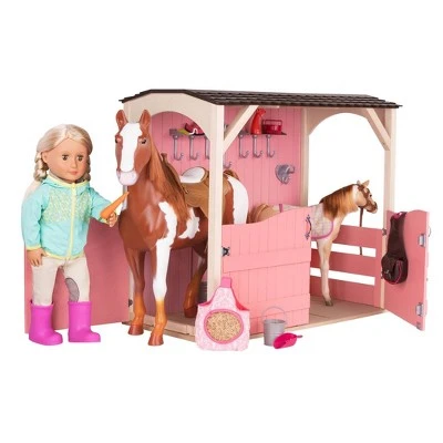 Our Generation Horse Barn Playset for 18" Dolls - Saddle Up Stables - Pink 4 Our Generation Horse Barn Playset for 18" Dolls - Saddle Up Stables - Pink - Image 2