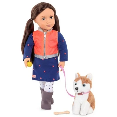 Our Generation Leslie with Plush Dog Husky 18" Doll & Pet Set 4 Our Generation Leslie with Plush Dog Husky 18" Doll & Pet Set - Image 2